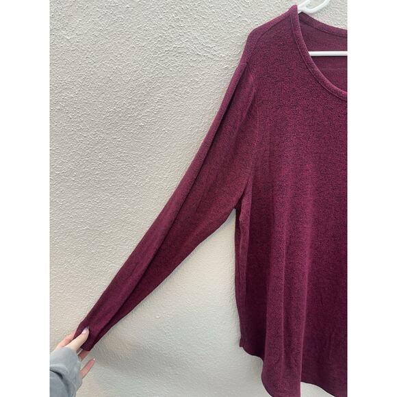 Old Navy Womens Top Size XL Maroon Heathered Long Sleeve Round Neck Soft - Picture 2 of 10